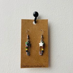 Silver Star Safety Pin Earrings